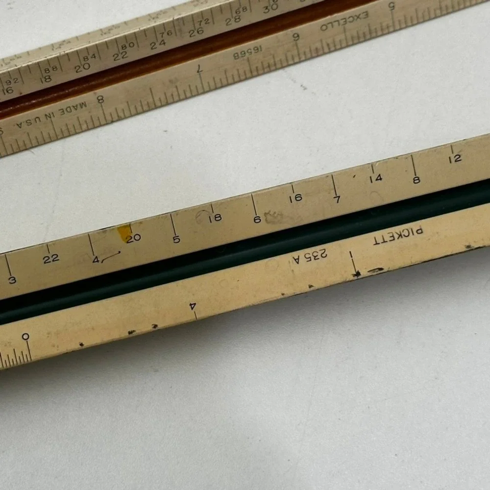 Vintage Pickett Dietzgen ExcelloTriangular Scale Ruler Lot of 3 Architects